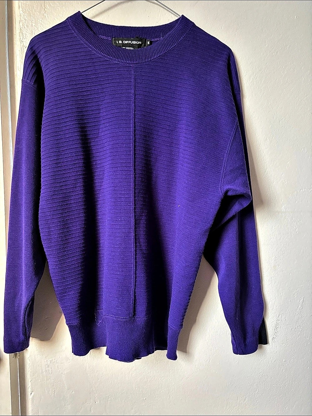 L. B. Diffusion Purple Crew Neck Sweater Size Medium Like New